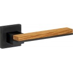 Deurkruk Mimolimit vierkant rozet mat zwart PVD/eiken
