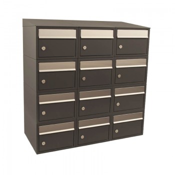 Brickset 3-breed, 4-hoog met dak antraciet