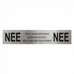 Nee/Nee plaatje zelfklevend RVS