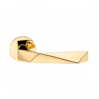 Deurkruk DND Luxury rond rozet bright gold PVD