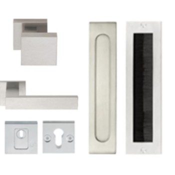 Complete voordeurset verticaal square mat rvs