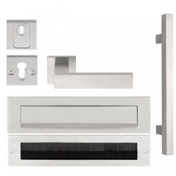 Complete voordeurset Square RVS met greep