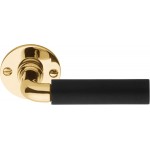 Deurkruk Timeless 1923MRR50 rond rozet messing ongelakt ebbenhout