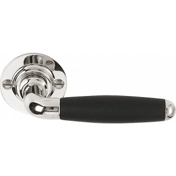 Deurkruk Timeless 1932GRR50 rond rozet glans nikkel ebbenhout geveerd