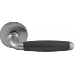 Deurkruk Timeless 1932PR rond rozet geveerd mat nikkel bakeliet PVD