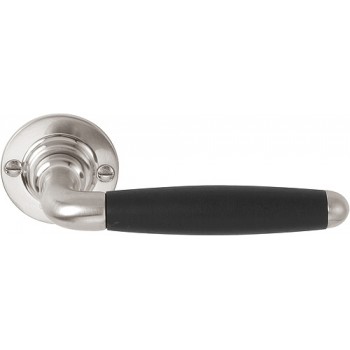 Deurkruk Timeless 1932XLGRR50 rond rozet geveerd mat nikkel ebbenhout 