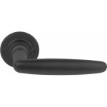 Deurkruk Timeless 1938GRR50 rond rozet geveerd mat zwart 