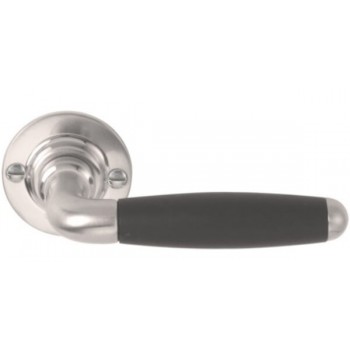 Deurkruk Timeless 1932GRR50 rond rozet mat nikkel ebbenhout geveerd