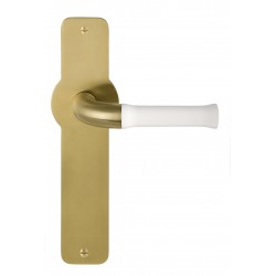 Deurkruk op schild Nour EV100P210SFC PVD mat goud/wit