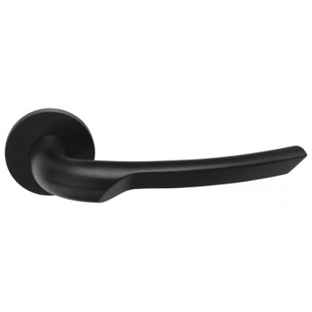 Deurkruk Rivio GL102 PVD rond rozet geveerd mat zwart Deurkruk Rivio GL102 PVD rond rozet geveerd mat zwart