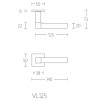 Deurkruk VL125 (enkel) vierkant rozet mat RVS