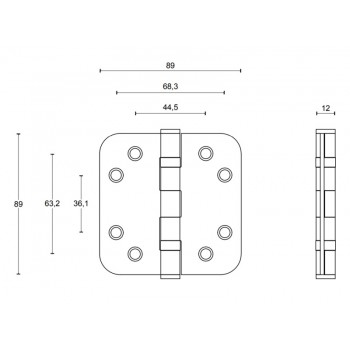 Kogellager scharnier LBSA8989 afgerond wit