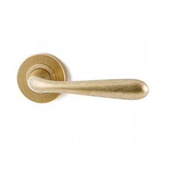Deurkruk Baia rond rozet messing getrommeld Deurkruk Baia rond rozet messing getrommeld