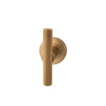 Deurkruk Mila T-model rond rozet messing getrommeld