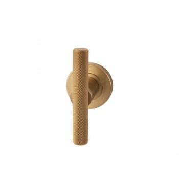 Deurkruk Mila T-model rond rozet messing getrommeld