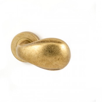 Deurkruk Golf rond rozet messing getrommeld