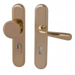 Veiligheidsset Kira met knop Basel en kruk Silvia messing PVD