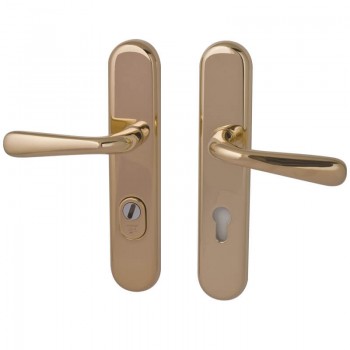 Veiligheidsset Kira met deurkrukken Silvia messing ongelakt