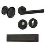 Voordeurset rond met knop Attival en deurkruk Toledo Puurzwart