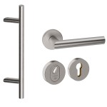 Voordeurset rond met schuine greep Frankfurt Inox