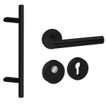 Voordeurset rond met schuine greep Frankfurt Puurzwart