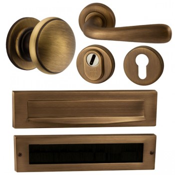 Complete voordeurset mat brons Complete voordeurset mat brons