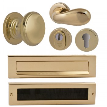 Complete voordeurset rooster messing PVD 