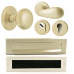 Complete voordeurset rooster Champagne PVD