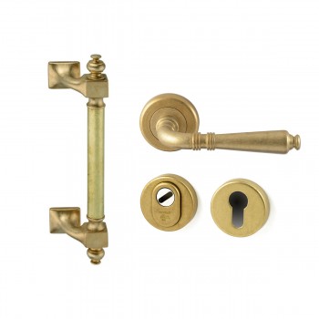 Voordeurset met greep Monaco messing getrommeld