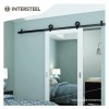 Schuifdeursysteem 2 meter, hangrollen met open wiel 155mm Intersteel staal mat zwart