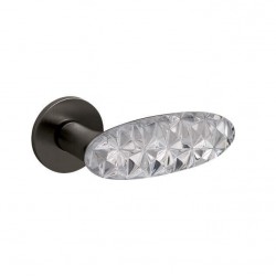 Deurkruk Olivari Crystal Diamond antraciet mat titaan PVD op rond rozet
