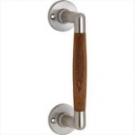 Deurgreep Ton rond rozet mat nikkel ongelakt teak