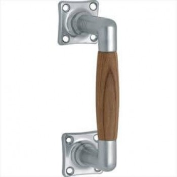 Deurgreep Ton vierkant rozet mat chroom teak Deurgreep Ton vierkant rozet mat chroom teak