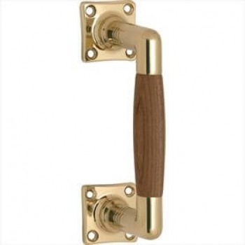 Deurgreep Ton vierkant rozet messing ongelakt teak