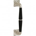 Deurgreep Antique vierkant rozet antiek nikkel ebbenhout