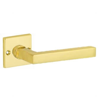 Deurkruk Kare vierkant rozet messing gepolijst gelakt