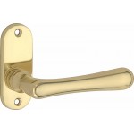 Deurkruk Linea op ovaal rozet messing gepolijst gelakt