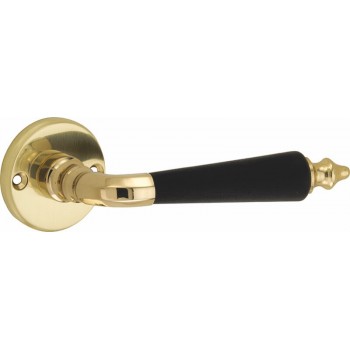 Deurkruk Antique rond rozet messing gepolijst gelakt ebbenhout Deurkruk Antique rond rozet messing gepolijst gelakt ebbenhout