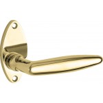 Deurkruk Dudok messing ongelakt ellips rozet