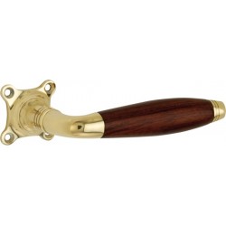Deurklink Bonton messing op klaverrozet bubinga