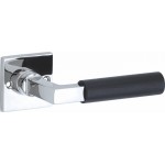 Deurkruk Bauhaus Style vierkant rozet glans chroom ebben