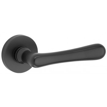 Deurkruk Linea rond rozet mat zwart 