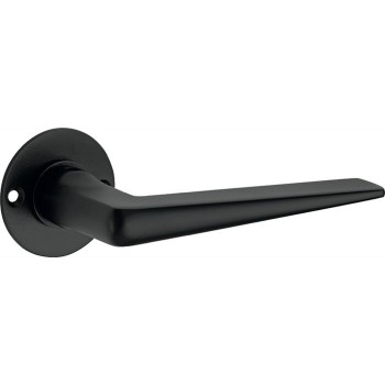 Deurkruk Wig Chemin de Fer rond rozet mat zwart