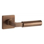 Deurkruk Bauhaus verdekt vierkant rozet antiek brons