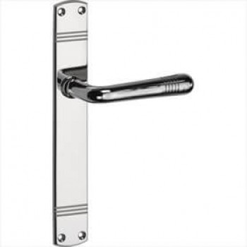 Langschild met deurkruk Art Deco glans nikkel