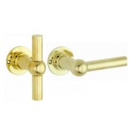 Deurkruk Chemin de Fer TL combi 100mm rond rozet messing ongelakt