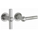 Deurkruk Chemin de Fer TL combi 100mm rond rozet mat nikkel ongelakt