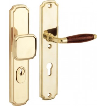 Voordeurset Bonton nouveau bubinga messing ongelakt KT