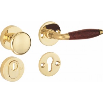 Voordeurset Bonton bubinga messing ongelakt KT