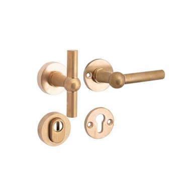 Veiligheidsset Chemin de Fer messing getrommeld ongelakt voordeur KT